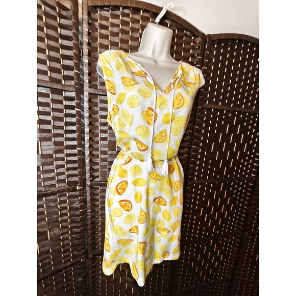Beach Lunch Lounge Womens Yellow Summer Maxi Sleeveless Dress pullover Size L - Picture 6 of 12